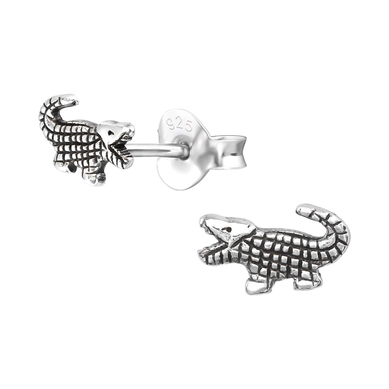 925 Sterling Silver Oxidised Women 925 Oxidised Sterling Silver Crocodile Stud Earrings for Women & Girls – Everyday Jewellery Gift Boxed