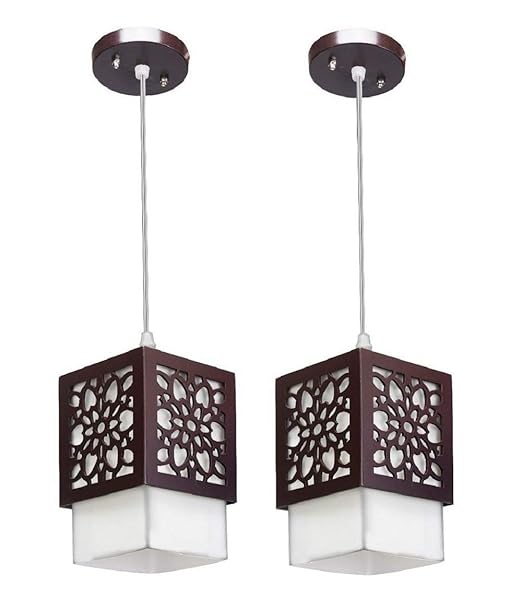 R@DIANT Modern Design Fumed Glass 5 Watt Hanging and Pendant Light, Brown -Set of 2 Piece