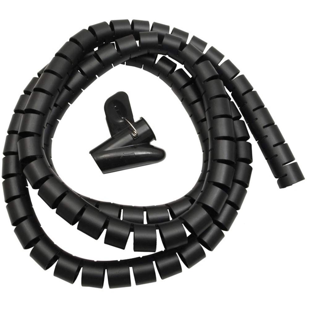 Maclean MC-676 Quality Spiral Cable Wire Cover Organiser Elastic Tidy Cables Black Silver Grey