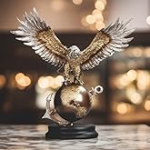 ICE ARMOR Hand Painted 13" H Eagle on Globe Figurine Statue Sculpture Ornament Decoration Home/Room Decor Ideas for Housewarming, Holidays and Birthdays Great Collectible Addition