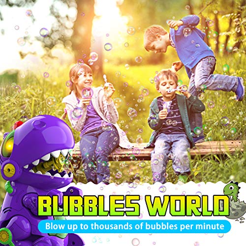 WisToyz Bubble Machine Bubble Blower, Walk & Stand Dinosaur Bubble