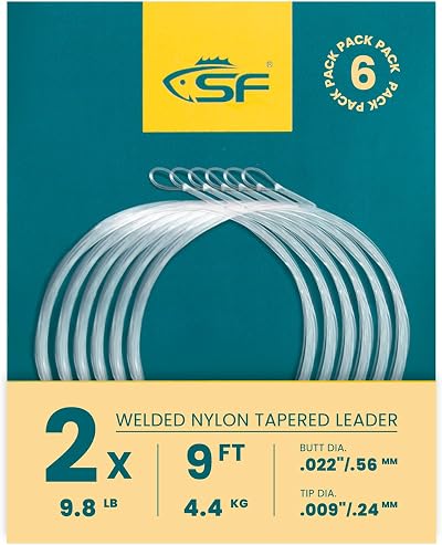 SF Welded Tapered Leader Fly Fishing 9ft 6 Pack 2X Loop Nylon