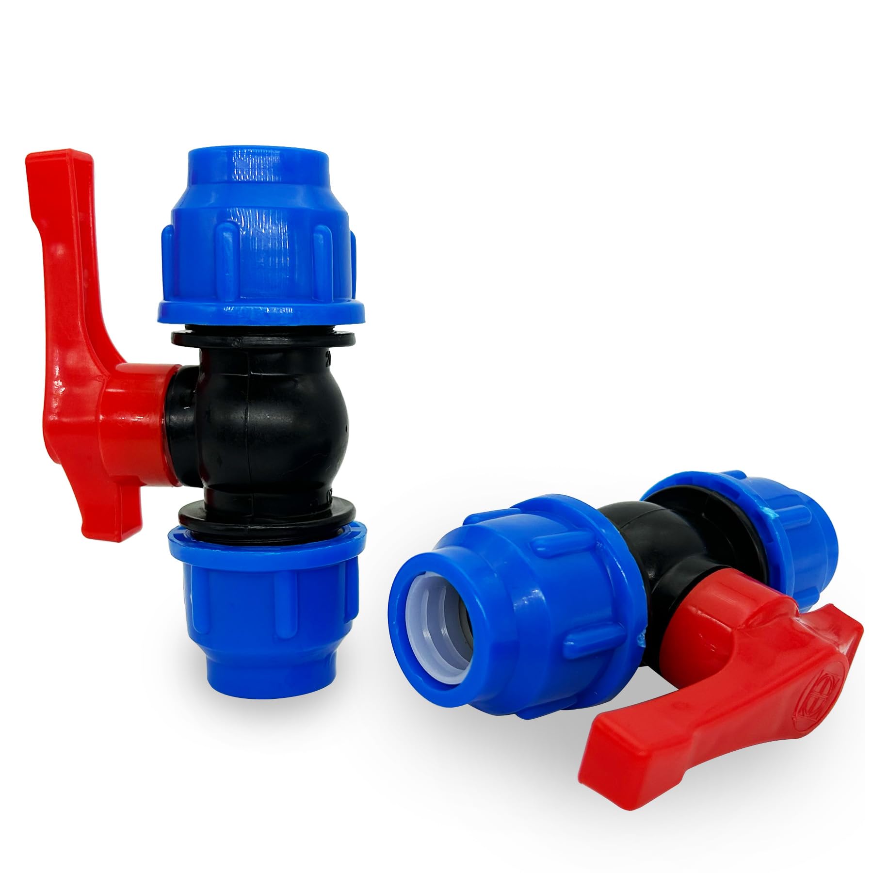 LEPEVNEY Water Pipe Valve 20mm Stop Tap Valve HDPE Water Pipe Compression Ends, 1.2", Pack of 2