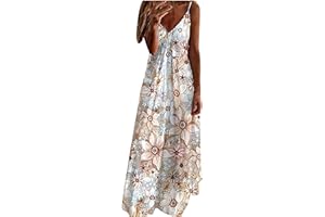 TARIENDY Boho Summer Dress for Women 2023 Flutter V-Neck Dresses Sexy Floral Beach Sundresses Vintage Sling Long Sundress