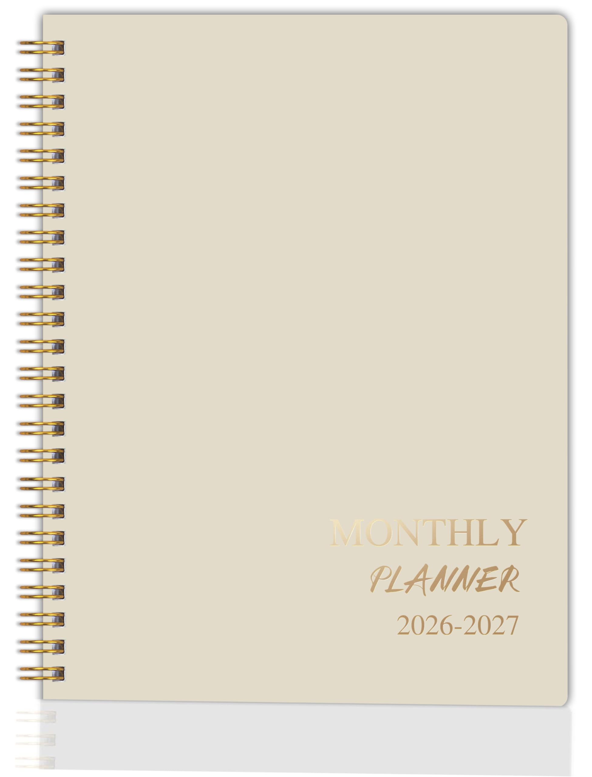 View 1 of 2026-2027 Monthly Planner - Jan. 2026 - Dec. 2027, 2 Year Calendar 2026-2027 Monthly Planner, 7.5" x 10", 24 Months Calendar with Note Pages, Twin-wire Binding, for Office, School Home Planning - Beige