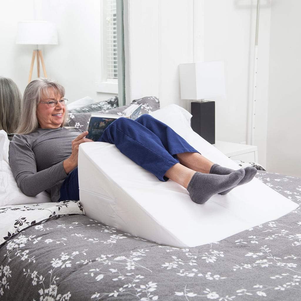 DMI Wedge Pillow to Support and Elevate Neck, Head and Back for Acid Reflux or Feet and Legs to Reduce Back Pain and Improve Circulation with Removable Cover, White ,12x24x24 Inch: Kitchen & Dining