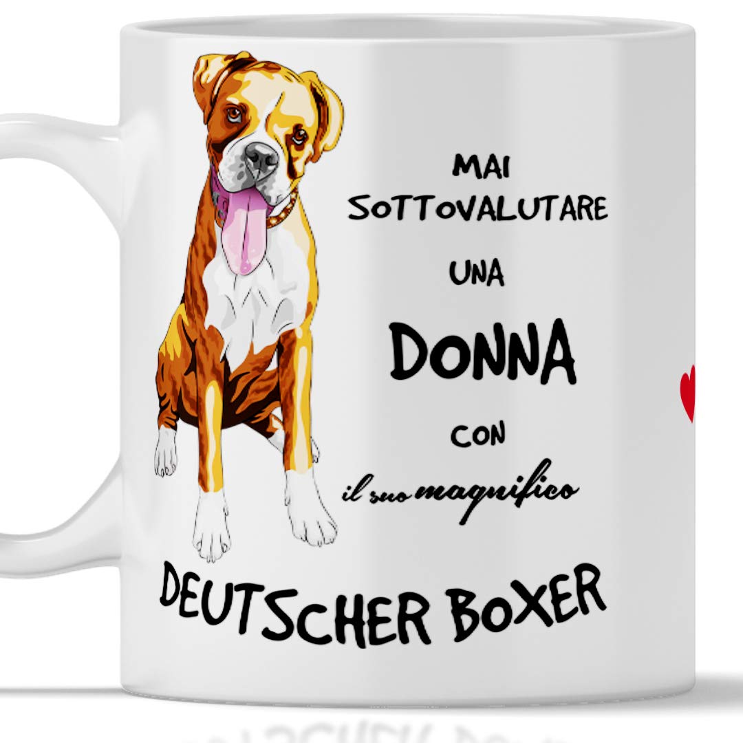 Boxer Mug for Breakfast, Tea, Tea, Coffee, Cappuccino, Gadget Mug Never Underestimate a Woman with a Boxer Dog, Original Gift Idea