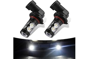 awlbed 2 PCS H10 Car LED Anti-fog Lamp, 6000K 700LM 50W High Power and Efficient Heat Dissipation Alloy Shell Plug-and-play Fog Light Bulb, 360-degree No Dead Angle Car Lighting Accessories (White)