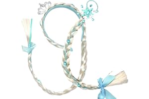 Sheliky Princess Dress up Wigs Long Braided Wig Hair Headband for Girls Cosplay Princess Hairpiece Costume Accessories 2Pcs (01)