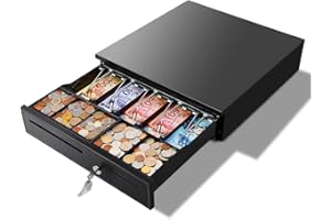 MUNBYN Cash Drawer, Cash Register drawer for Point of Sale (POS) System with Removable Coin Tray, 5 Bill/5 Coin, RJ11 Key-Loc