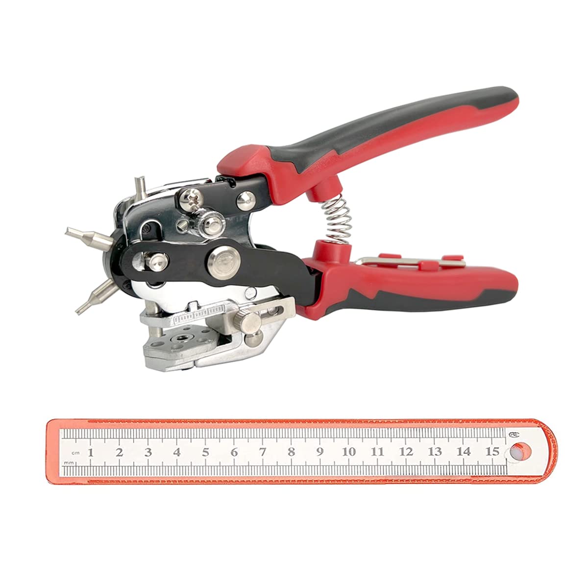 Maerd Leather Hole Punch Set, Professional leather Punch Tool, 6 Multi-Hole Sizes Heavy Duty Belt hole puncher, leather Fabric Hole Puncher for Crafts & DIY, Saddles, Straps, Cardboard, Plastic