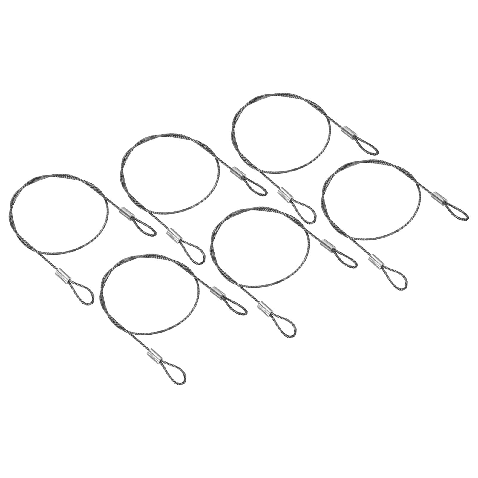 PATIKIL 16 Inch Safety Security Cable Wire, 6 Pack Stainless Steel 40cmx1.5mm Stage Lights Rope with Double Loop for DJ Lighting Luggage Lock
