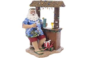 Kurt S. Adler, Inc. C2519 Kurt Adler 11" Beach Santa at Tiki bar Figure,Brown