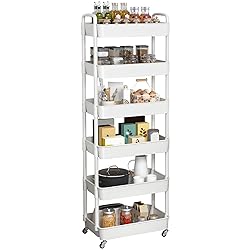 Sywhitta 6-Tier Plastic Rolling Utility Cart with