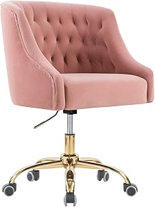 Velvet Fabric Pink Desk Chair for Home Office | Swivel Task Chair | Modern Design | Chairs for Bedroom Desk | Girls | for Women | Pink |