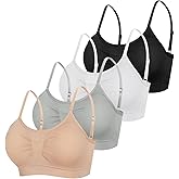 Omisy 4 Pack Bras for Women No Underwire, Padded Sport Bra Support, Comfort Wireless Bralette Adjustable Straps and Hook
