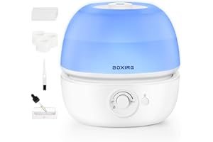 BOXING 3L Top Fill Humidifiers for Bedroom Baby, 20dB Quiet Air Humidifier for Large Room & Indoor Plants with Optional Night Light, Cool Mist Diffuser for Home, Essential Oil Tray, BPA-Free,White,30H
