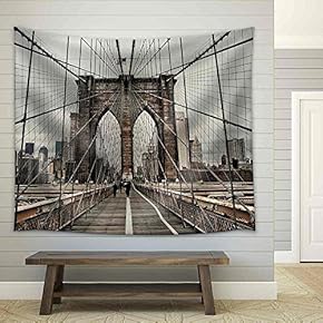 Brooklyn Bridge and Cable Pattern - Fabric Wall Tapestry Home Decor - 51x60 inches