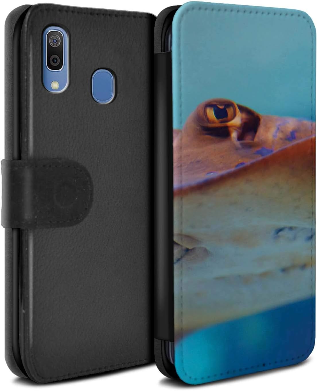 eSwish PU Leather Wallet Flip Case/Cover for Samsung Galaxy A20/A30 2019 / Stingray Design/Marine Wildlife Collection
