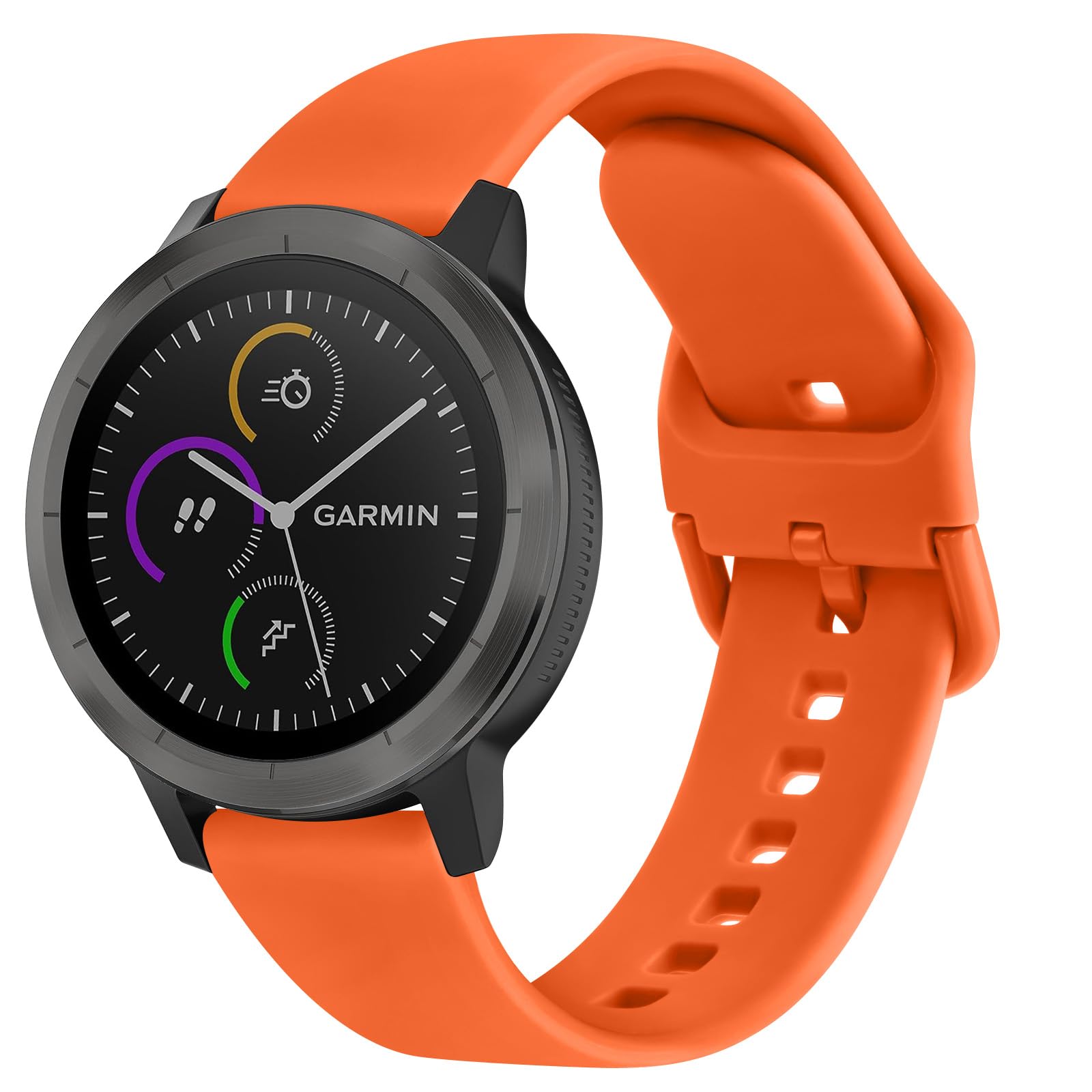 Strap Compatible with Garmin Vivoactive 3 Strap, 20mm Soft Silicone Strap Replacement Wristband for Garmin Vivoactive 3 Music/Venu/Vivomove 3/Luxe/Style/HR/Forerunner 245/645 Music (Orange)