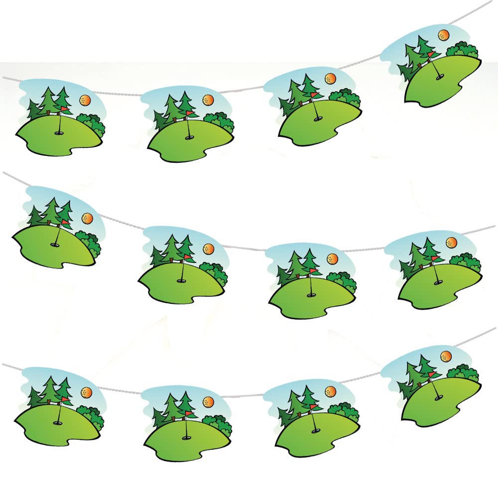 AK Giftshop Golf Bunting Party Decorations - 12pcs / 2.5m Ribbon Green