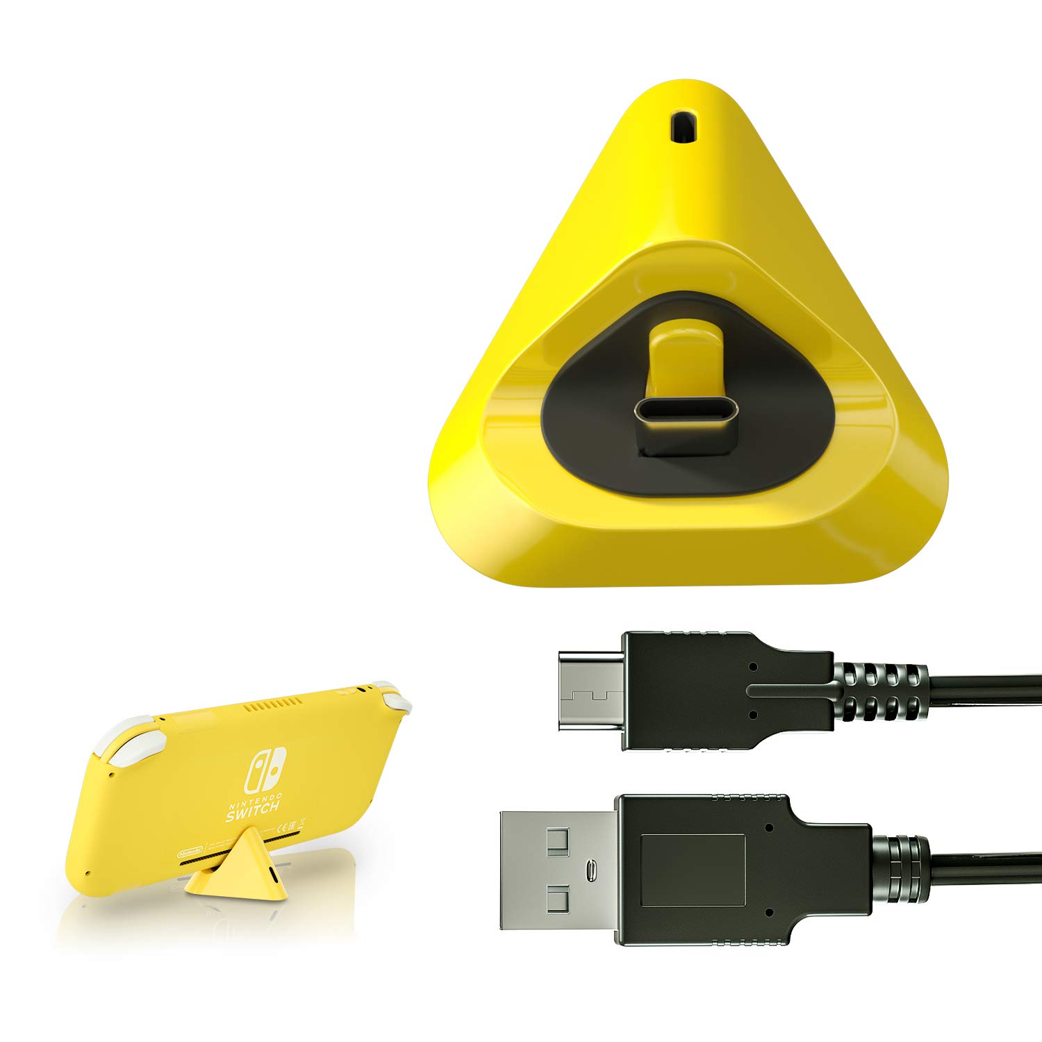 Charger Dock for Nintendo Switch lite, Charging Stand for Nintendo Switch lite with Type C Input Port and USB C Charging Cord-Yellow