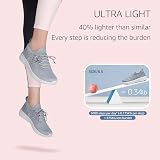 HKR Womens Trainers Lightweight Walking Shoes Breathable Slip On Grey UK 4 view 4