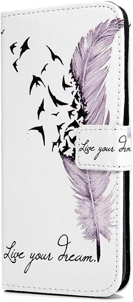 Veapero Samsung Galaxy A70 Case,Flip Case PU Leather Notebook Wallet with Magnetic Closure Stand Card Holder ID Slot Money Pouch Folio Soft TPU Bumper Protective Skin Case Cover,Feather Flying Bird