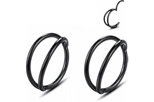 Yrogcu 20G 18G 16G 14G Single/Double Hoop Stainless-Steel Seamless-Hinged-Piercing Segment-Clicker Nose-Ring-Hoop : Diameter 6mm 8mm 10mm 12mm Cartilage Earrings
