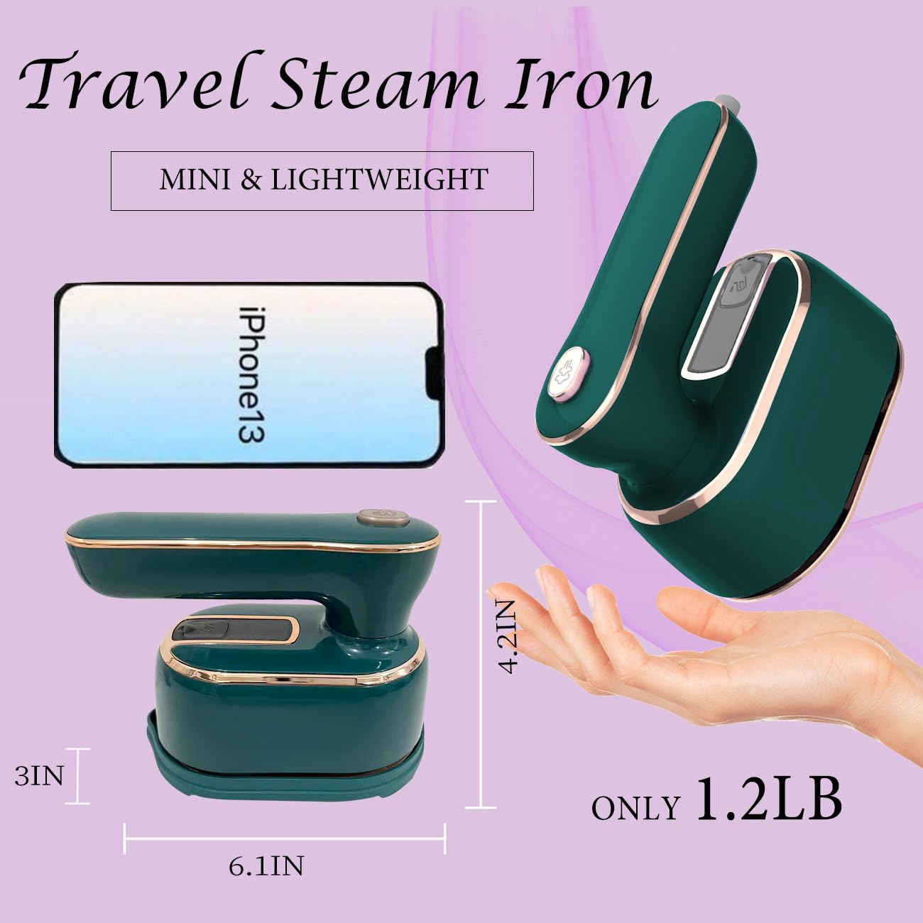 Travel Steamer Mini Iron for Clothes: portable mini steam iron handheld clothing steamers travel size small hand held garment steam plancha a de vapor para ropa portatil travel dorm essentials