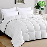 Oversized King Comforter 120x98, Extra Large Super King Comforter, Lightweight Soft Quilted Down-Alternative Duvet Insert, Fluffy Breathable Microfiber with 8 Corner Tabs, All Season Bedding White