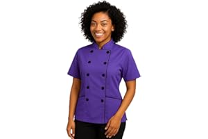 UNIFORMATES Short Sleeves Tailored Fit Chef Coat Jacket Uniform for Women for Food Service, Caterers, Bakers and Culinary Professional