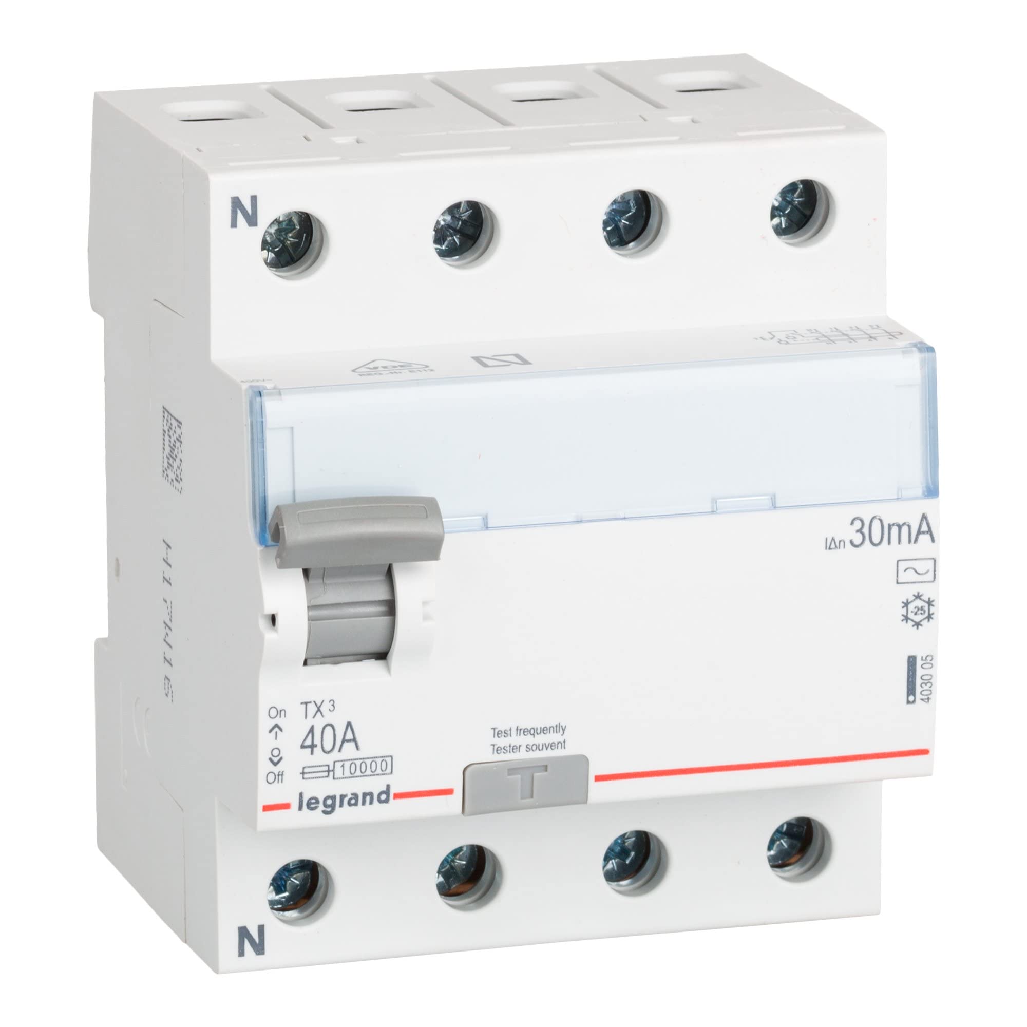 Legrand 403005 Differential Switch - Power of 400W - Intensity of 40A and Sensitivity of 30 mA - Color Grey - 85x108x40cm- 1 Piece