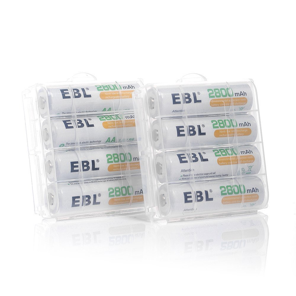 EBL 8er Pack 2800mAh wiederaufladbare Batterien AA Akku Ni-MH Akku 1200 Ladezyklen geringe Selbstentladung mit Aufbewahrungsbox