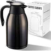 PARACITY Thermal Coffee Carafe with Stainless Steel Liner, Coffee Carafes for Keeping Hot, Double Walled Vacuum Insulated Coffee Urn for Coffee & Tea, Home & Office (68OZ - Black)