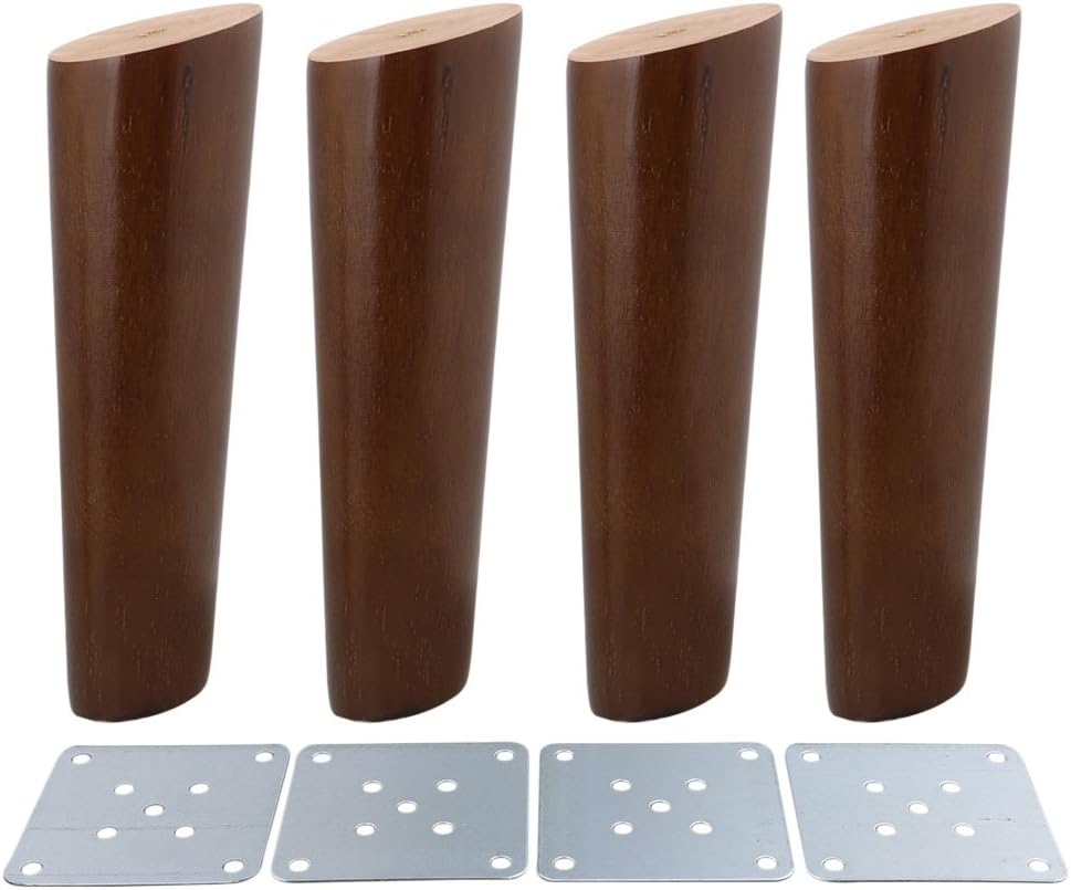 SHANOER 4Pcs 18cm Solid Walnut Color Oblique Tapered Reliable Wood Furniture Cabinets Legs Sofa Feet