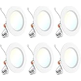 Sunco 6 Pack 6 Inch LED Recessed Light Retrofit, Can Lights for Ceiling, 1700 LM High Brightness, Selectable CCT 2700K/3000K/4000K/5000K/6000K, 17W=120W, Dimmable, Baffle Trim, Damp Rated UL