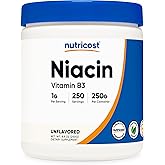 Nutricost Niacin Vitamin B3 Powder 250 Grams - 1G Per Serving - Vitamin B3 (Niacin) Powder - May Cause Flush