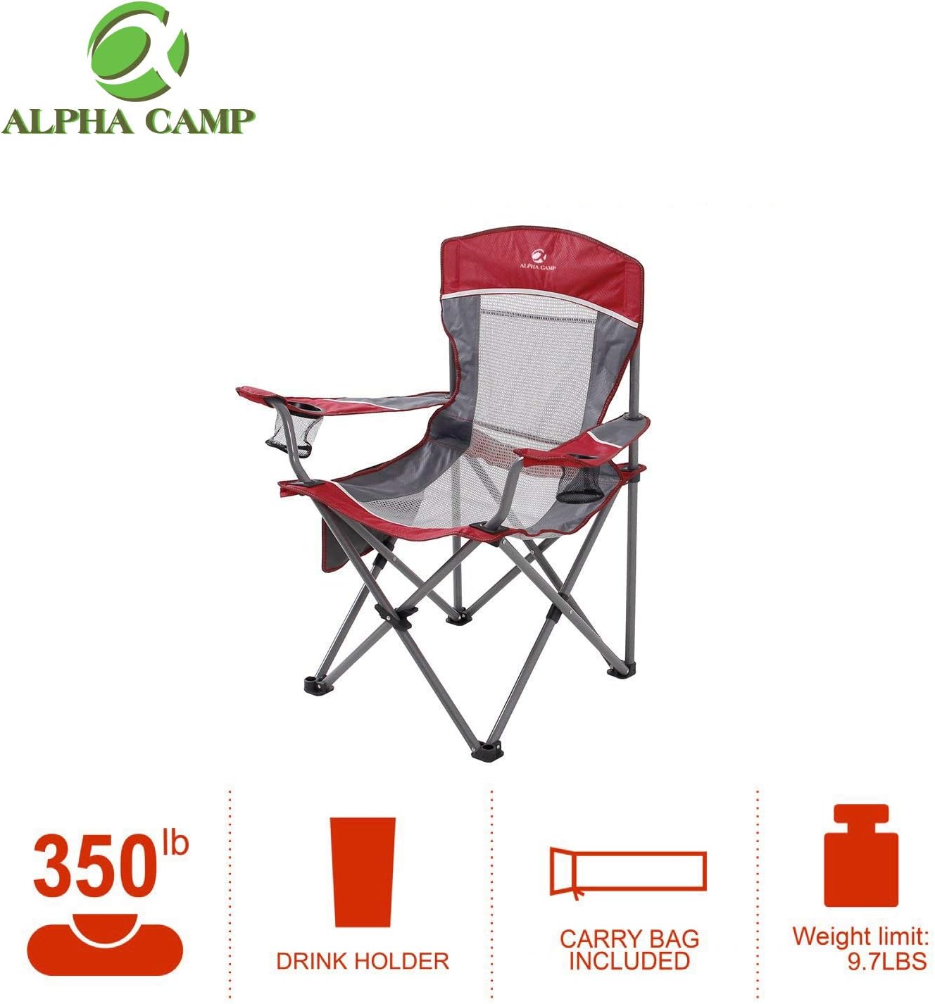 ALPHA CAMP - Silla plegable de malla de gran tamaño para acampada