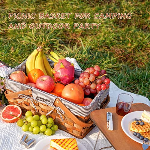 Woodchip Picnic Basket for 2 with Portable Wine Table, Woven Basket