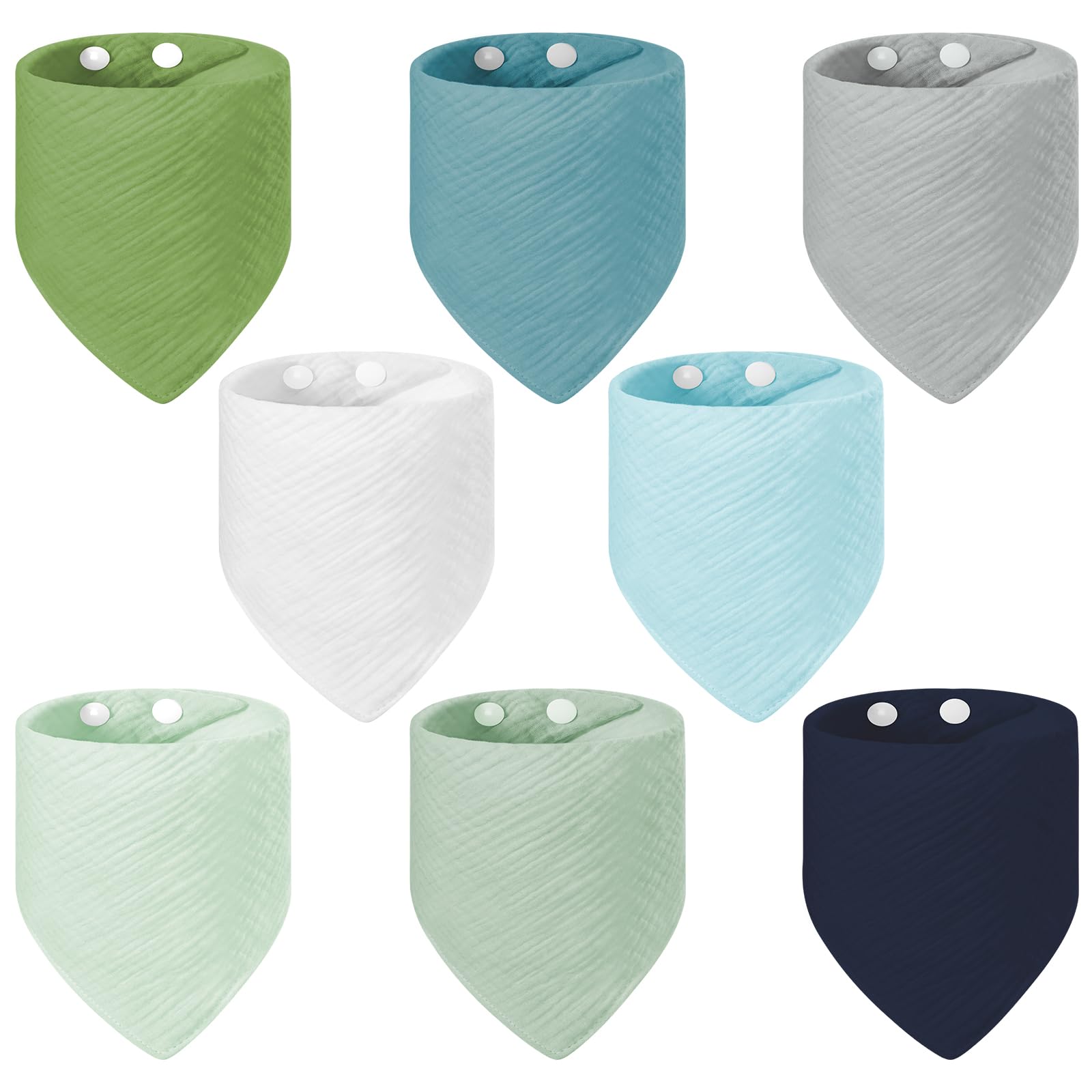 Vicloon Baby Bandana Dribble Bibs Drool Bibs, 8 Pack Baby Bandana Bibs with Adjustable Snaps, Baby Bandana Drool Bibs for Newborns Infants Boys Girls Teething Feeding - Blue/Green/Gray