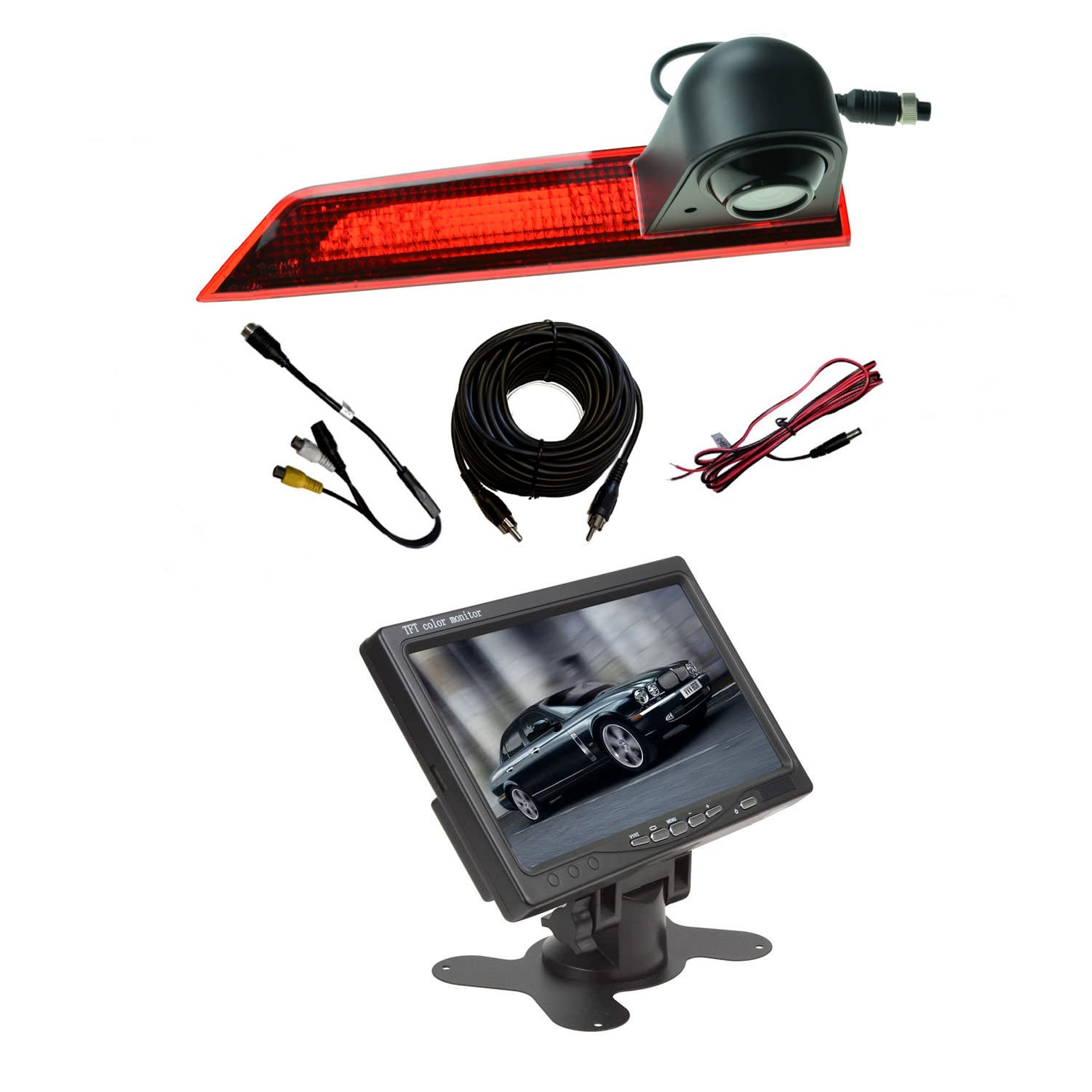 Dolphin Automotive Rear Brake Light Revering Camera fits Ford Transit Custom from May 2016 Onwards, LED Version - With 7" Dash Monitor — image 1