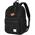 VASCHY Sturdy Corduroy Travel Backpack, Vintage Casual Kawaii Cute Aesthetic Fuzzy Fluffy Fleece Rucksack Daypack for School Teens/Man/Women Black