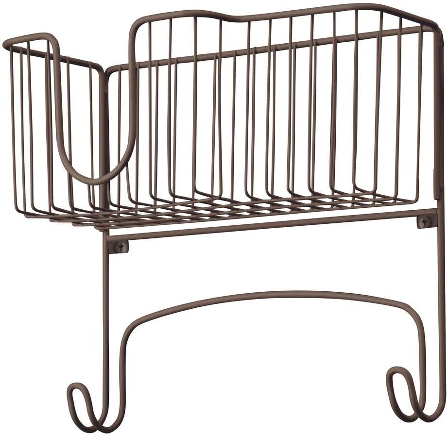 mDesign Metal Wall Mount Ironing Board Holder with Large Storage Basket - Holds Iron, Board, Spray Bottles, Starch, Fabric Refresher for Laundry Rooms - Bronze: Home & Kitchen