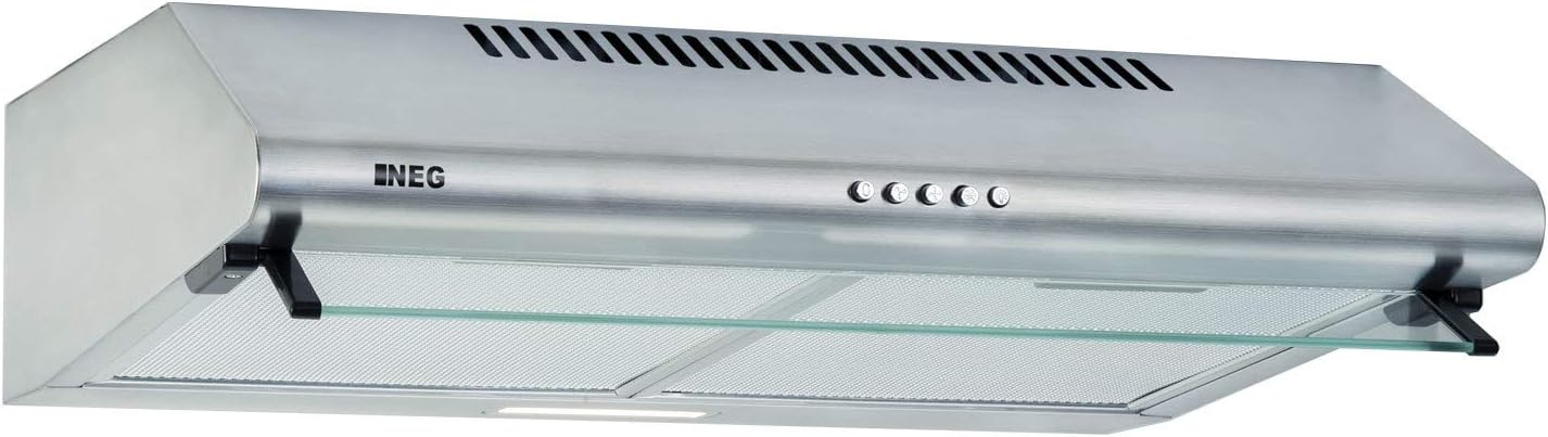 NEG Dunstabzugshaube NEG15-ATRS+ (silber) Edelstahl-Unterbau-Haube mit Doppelmotor (Abluft/Umluft) und LED-Beleuchtung (60cm) Unterschrank- oder Wandanschluss