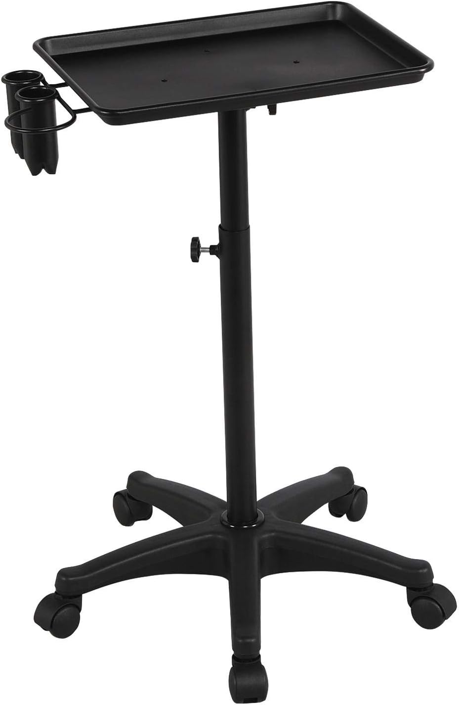 Yaheetech Beauty Rolling Aluminum Tray Cart Utility Cart, Hair Salon Service Instrument Trolley Stand with 5 Casters and Accessory Caddy for Bathroom Office Black: Health & Personal Care