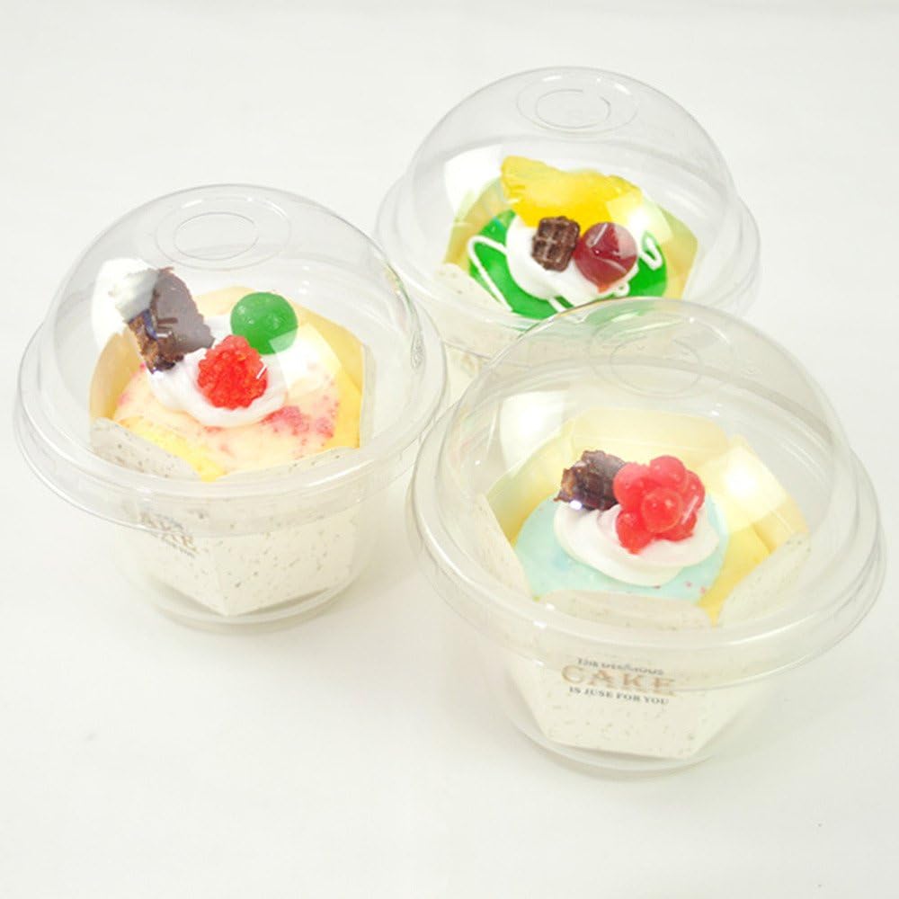 100 Small Clear Plastic Ice Cream Cupcake Mousse Pods BPA-Free Containers Hole on Lid for Toppers
