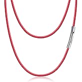 ELFASIO Braided Leather Cord Chain Necklace with Stainless Steel Clasp, Men Women DIY Woven Wax Rope Chain for Pendant, 2/3mm Width, 16" 18" 20" 22" 24" 26" 28" 30" Length