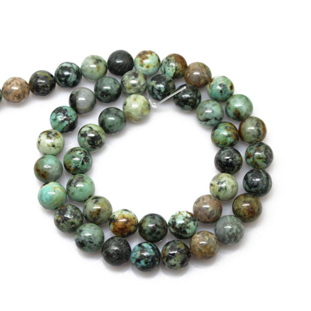 Round Shape Stone Loose Beads Gemstone DIY Bracelet Necklace for Jewelry Making (Natural African Turquoise, 8mm) โ image 1