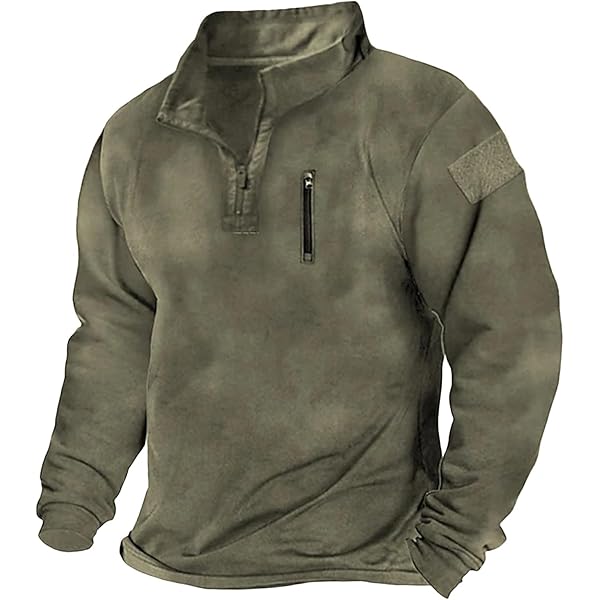 Mens Quarter Zip Pullovers Tactical Sweatshirts Mock Neck Cargo